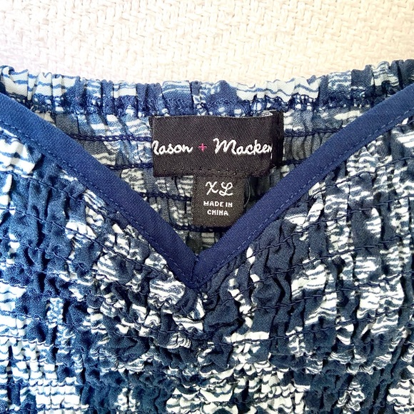 Blue Patterned Smocked Dress - size XL - Picture 5 of 7